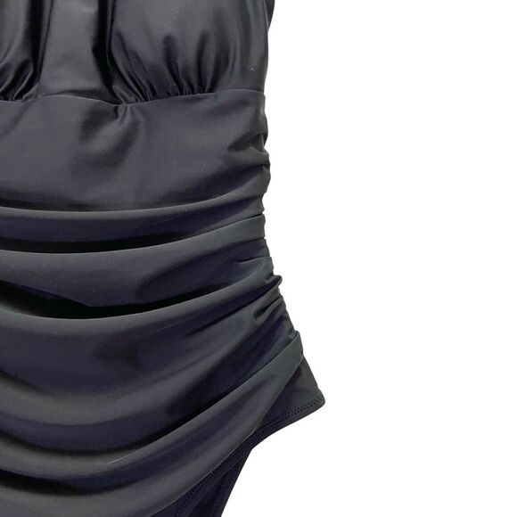 NWT Cupshe Black High Neck Keyhole One Piece Swimsuit Size Medium Tummy Control - Picture 7 of 14